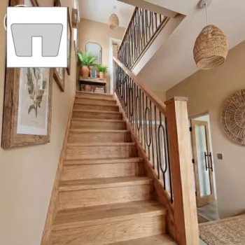 Oak Signature Plus Handrail and Metal Modern Slim Spindles Bundle 3.6m + 1.8m With Oak Newels