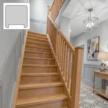 Oak Modern Square Handrail and Oak Plain Square Spindle Set 3.6m With Oak Newels