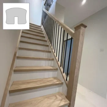 Oak Premium Handrail and Metal Modern Plain Spindles Bundle 3.6m + 1.8m With Oak Newels