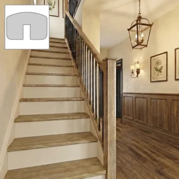 Oak Essential Handrail and Metal Modern Plain Spindles Bundle 3.6m + 1.8m With Oak Newels