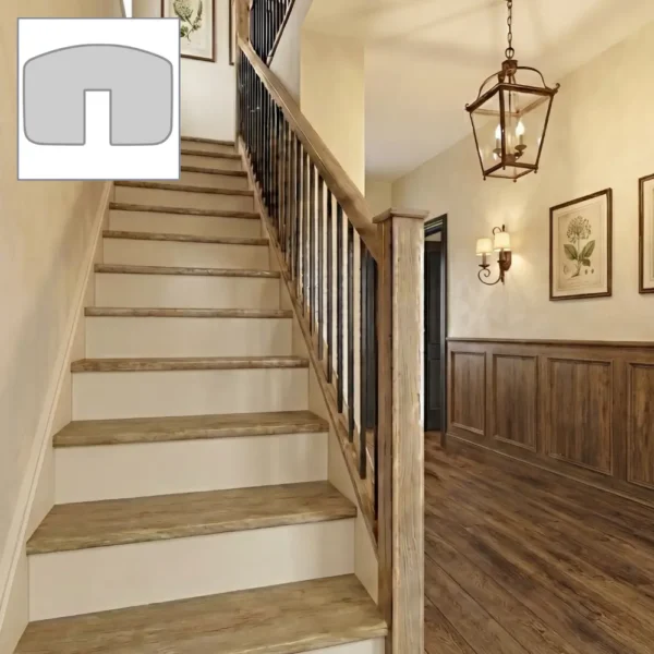 Oak Essential Handrail and Metal Modern Plain Spindles Bundle 3.6m + 1.8m With Oak Newels
