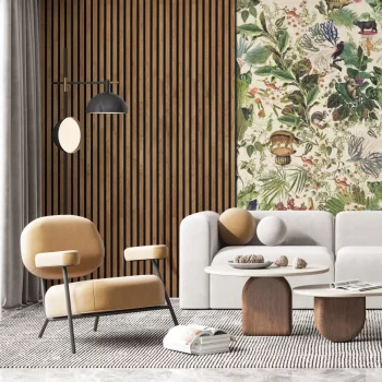 Brown Oak Slat Wall Panel on Black Felt